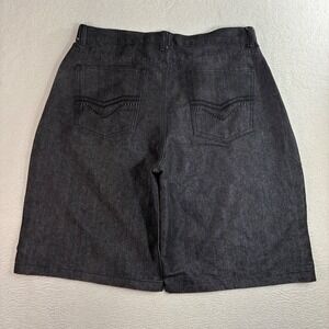 Y2K Brooklyn Unlimited Baggy Jorts Men 38x11 Black Embroidered Denim Jean Shorts